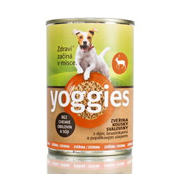 Yoggies zvěřinová konzerva s dýní, brusinkami a pupalkovým olejem 400g