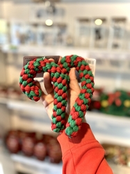 Xmas CANDY CANE - Vánoční uzlovaná hůlka, bavlněné lano 19cm