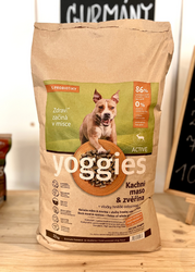 Yoggies - Active Kachní maso & zvěřina, granule lisované za studena s probiotiky 15kg