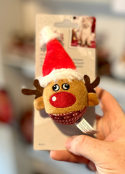 Xmas REINDEER - Vánoční plyšový sob pro kočky 6x12cm