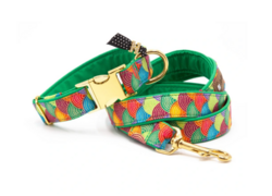 Obojek pro psa "Magical summer" 2,5cm - Zelený S (26cm - 36cm)