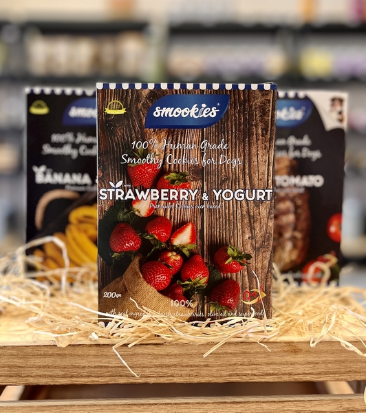 SMOOKIES Premium STRAWBERRY - Jahodové sušenky s jogurtem 200g